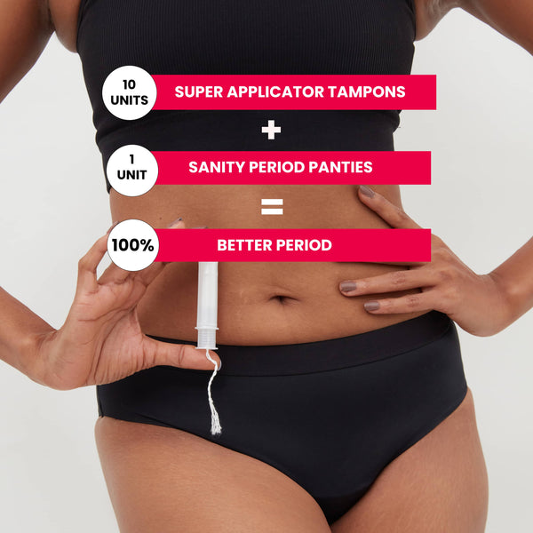 Super Mid Rise Hipster Period Underwear + Super Applicator Tampons (Combo Pack)