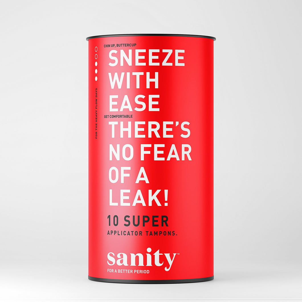  10 Quantity Super Applicator Tampons Tin With A MySanity Quote
